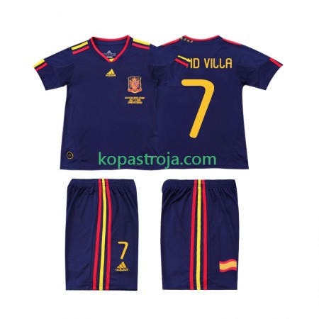 Billiga Fotbollströjor Spanien DAVID VILLA 7 2010 Retro Barn Borta tröja Kortärmad